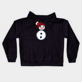 Snowman in festive red winter hat - friendly snowman snug in a snowflake themed scarf Kids Hoodie